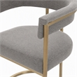 Pemberly Row Grey Fabric Dining Chair with Antique Brass Base
