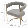 Pemberly Row Grey Fabric Dining Chair with Antique Brass Base