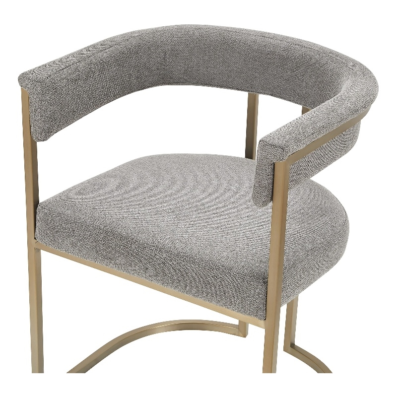 Pemberly Row Grey Fabric Dining Chair with Antique Brass Base