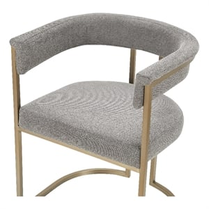 Pemberly Row Grey Fabric Dining Chair with Antique Brass Base