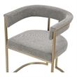 Pemberly Row Grey Fabric Dining Chair with Antique Brass Base