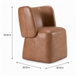 Pemberly Row Modern Brown Vegan Leather Dining Chair with Castors