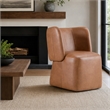 Pemberly Row Modern Brown Vegan Leather Dining Chair with Castors