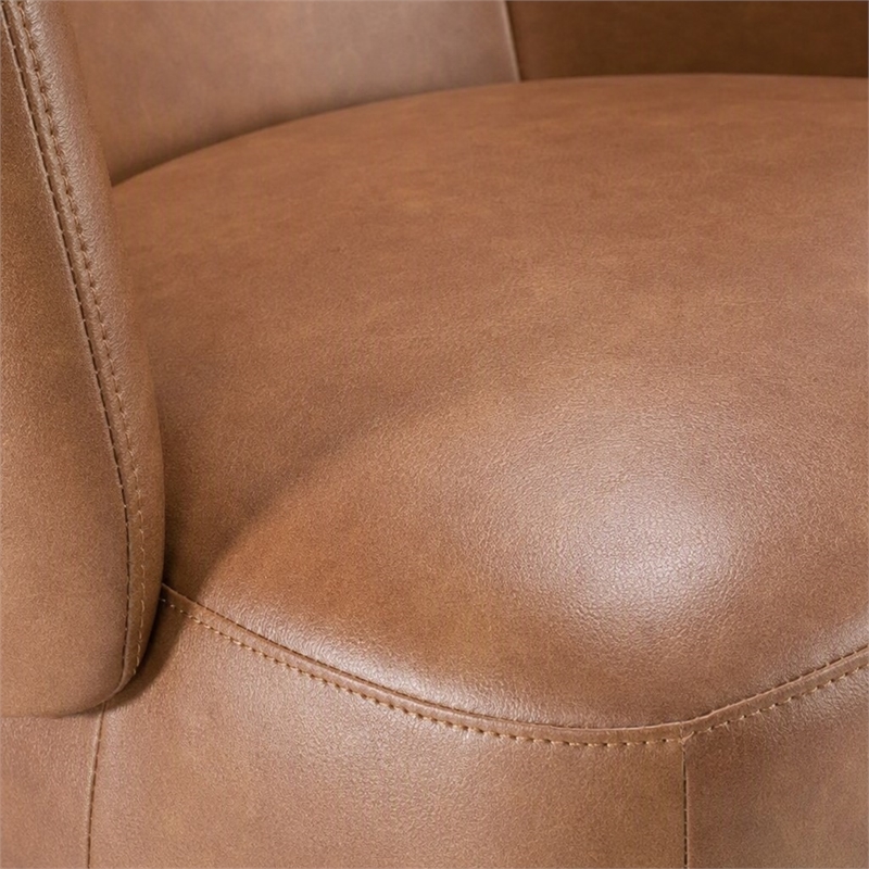 Pemberly Row Modern Brown Vegan Leather Dining Chair with Castors