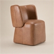 Pemberly Row Modern Brown Vegan Leather Dining Chair with Castors