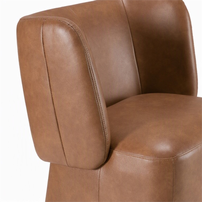 Pemberly Row Modern Brown Vegan Leather Dining Chair with Castors