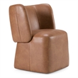 Pemberly Row Modern Brown Vegan Leather Dining Chair with Castors