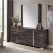Pemberly Row Modern Engineered Wood and Glass Mirror in Gray and Clear