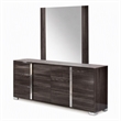 Pemberly Row Modern Engineered Wood and Glass Mirror in Gray and Clear