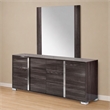 Pemberly Row Modern Engineered Wood and Glass Mirror in Gray and Clear