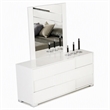 Pemberly Row Modern MDF Wood and Glass Mirror in White and Clear