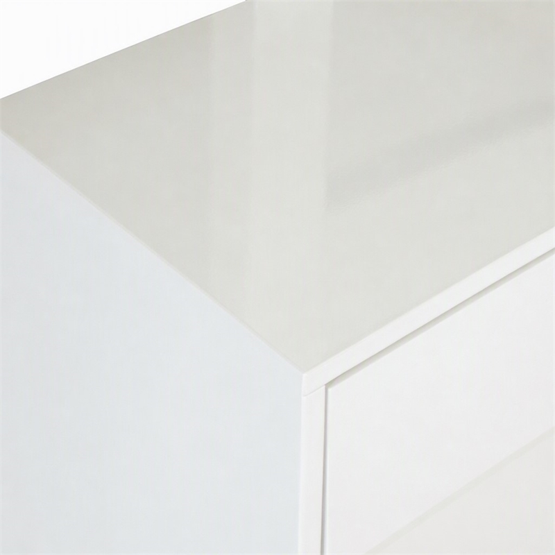 Pemberly Row Modern MDF Wood and Glass Mirror in White and Clear