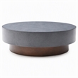 Pemberly Row Round Metal Coffee Table in Gray & Antique Copper Finish