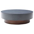 Pemberly Row Round Metal Coffee Table in Gray & Antique Copper Finish
