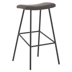 Pemberly Row 30&quot Modern Metal and Fabric Upholstered Bar Stool in Brown