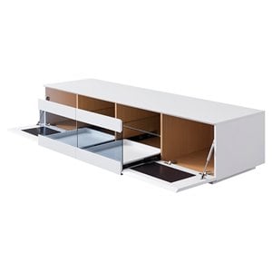 Pemberly Row 2-Drawer MDF Wood TV Stand in White for TVs up to 78&quot