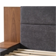 Pemberly Row Queen Veneer & Fabric Bed in Dark Gray/Walnut with Nightstands