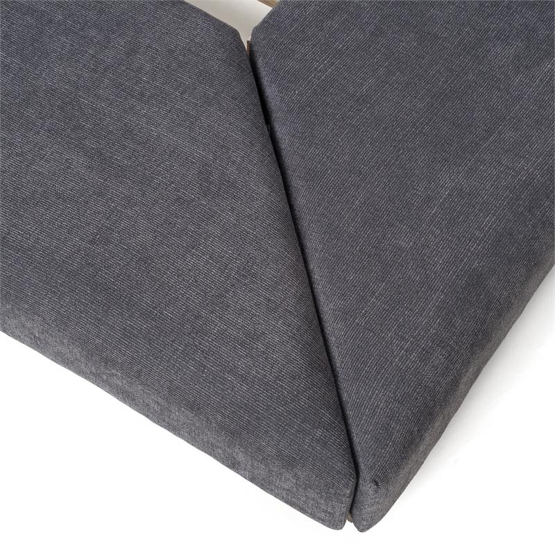 Pemberly Row Queen Veneer & Fabric Bed in Dark Gray/Walnut with Nightstands