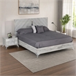 Pemberly Row Modern Metal Queen Bed with MDF Wood in Light Gray