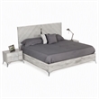 Pemberly Row Modern Metal Queen Bed with MDF Wood in Light Gray