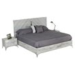 Pemberly Row Modern Metal Queen Bed with MDF Wood in Light Gray
