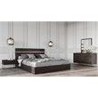 Pemberly Row Modern Eastern King Bed in Walnut with Stainless Steel Accents
