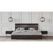 Pemberly Row Modern Eastern King Bed in Walnut with Stainless Steel Accents