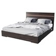 Pemberly Row Modern Eastern King Bed in Walnut with Stainless Steel Accents