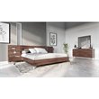 Pemberly Row Modern King Bed with Walnut Laminate Wood & Metal Frame