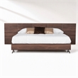 Pemberly Row Modern King Bed with Walnut Laminate Wood & Metal Frame