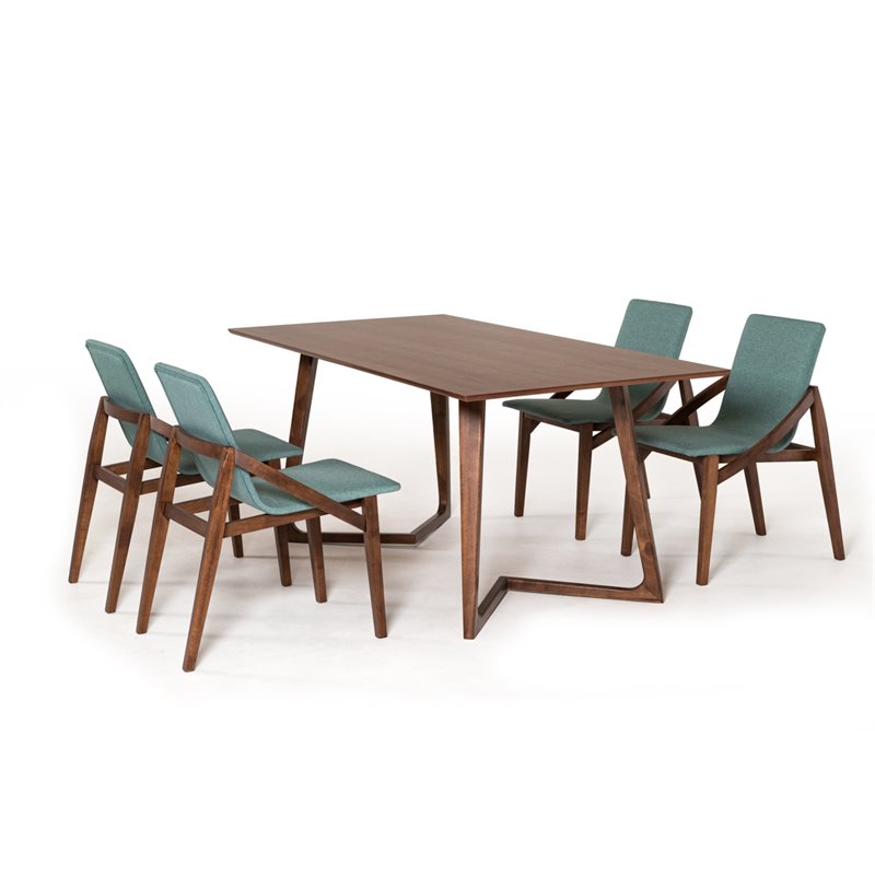 Pemberly Row Rectangular MDF Wood Dining Table in Natural Walnut Finish