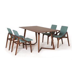 Pemberly Row Rectangular MDF Wood Dining Table in Natural Walnut Finish