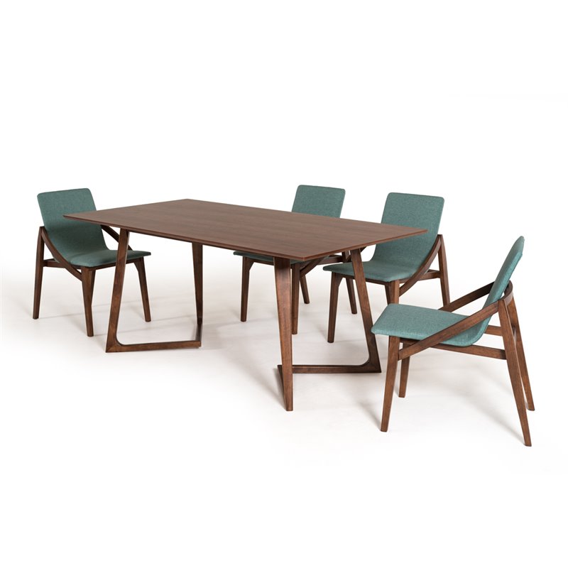 Pemberly Row Rectangular MDF Wood Dining Table in Natural Walnut Finish