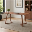 Pemberly Row Rectangular MDF Wood Dining Table in Natural Walnut Finish