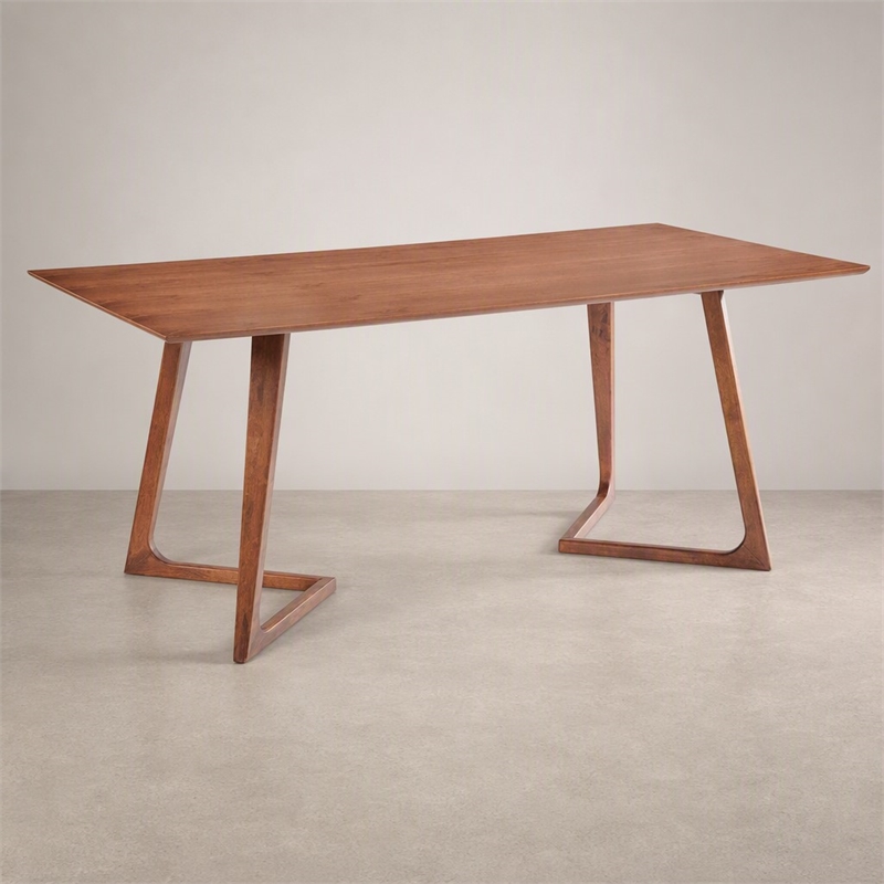 Pemberly Row Rectangular MDF Wood Dining Table in Natural Walnut Finish