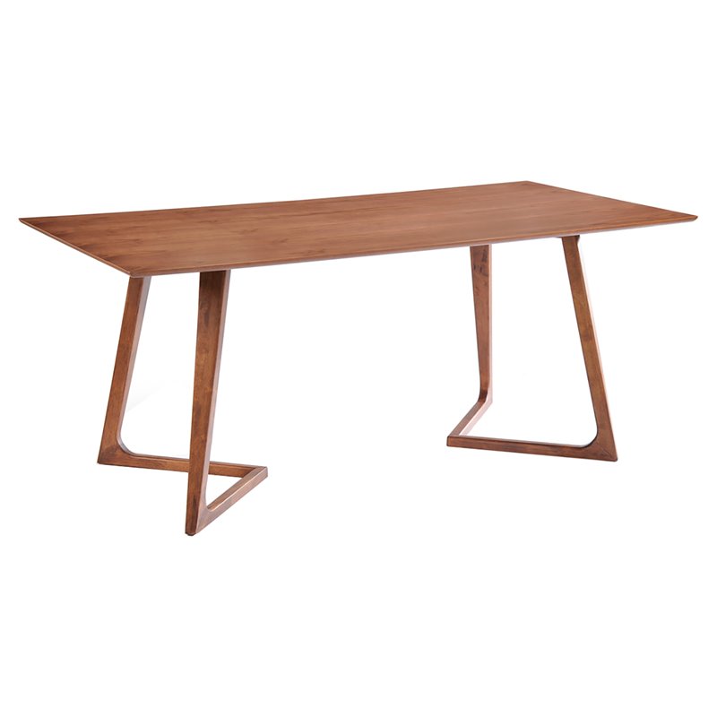 Pemberly Row Rectangular MDF Wood Dining Table in Natural Walnut Finish
