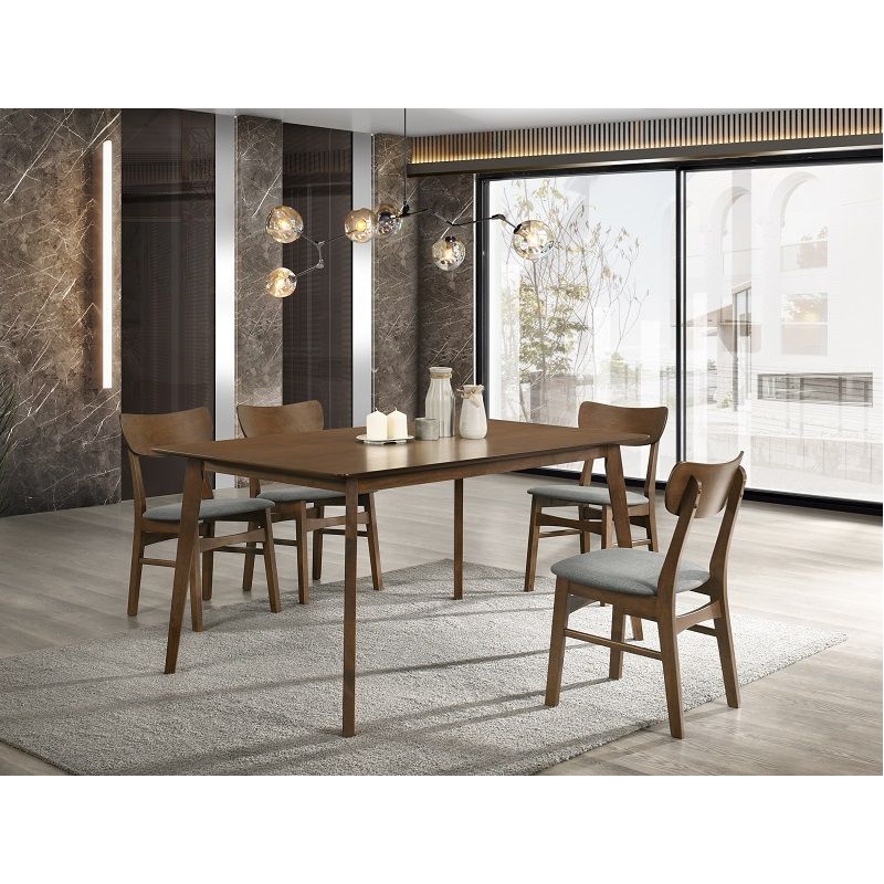 Pemberly Row Modern Walnut Engineered Wood Dining Table Rectangular Shape