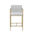 Pemberly Row Modern Fabric Counter Stool in Light Gray with Antique Brass
