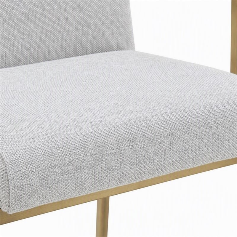 Pemberly Row Modern Fabric Counter Stool in Light Gray with Antique Brass