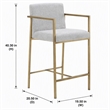 Pemberly Row Modern Fabric Counter Stool in Light Gray with Antique Brass