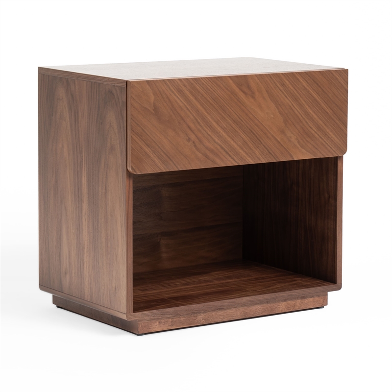 Pemberly Row 1-Drawer Engineered Wood Nightstand in Walnut Finish