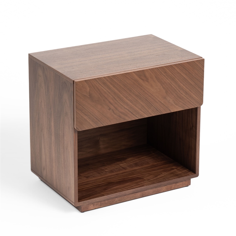 Pemberly Row 1-Drawer Engineered Wood Nightstand in Walnut Finish