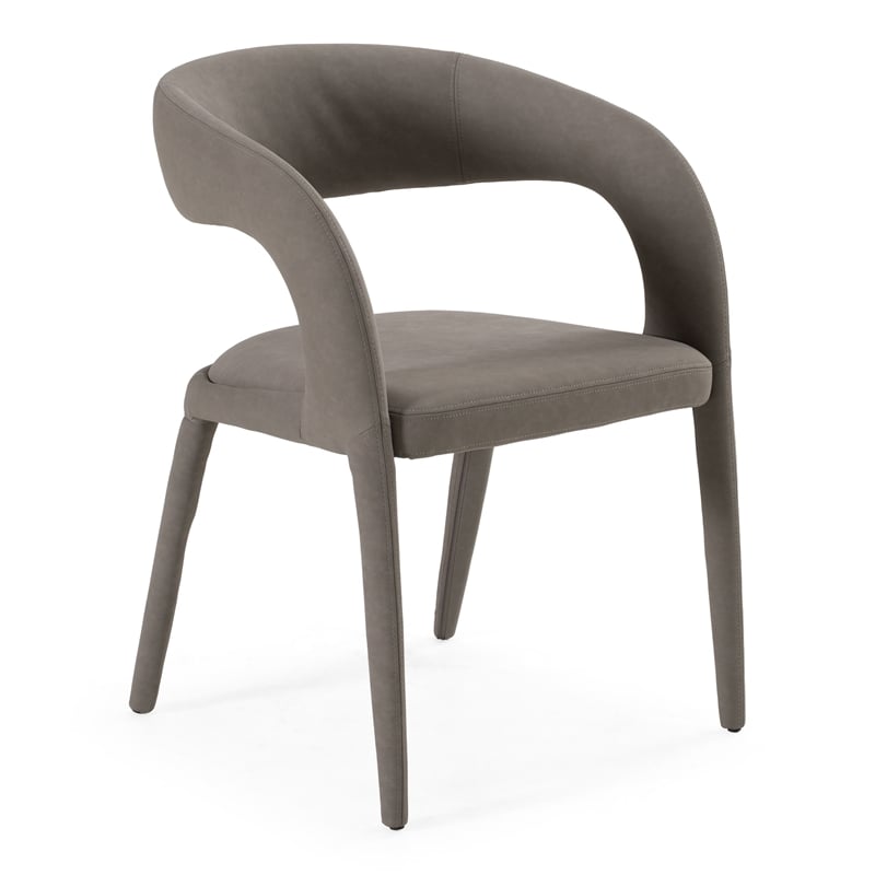 Pemberly Row Faerron Modern Upholstered Dining Chair in Gray Leatherette