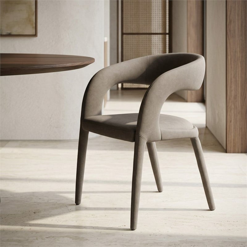 Pemberly Row Faerron Modern Upholstered Dining Chair in Gray Leatherette