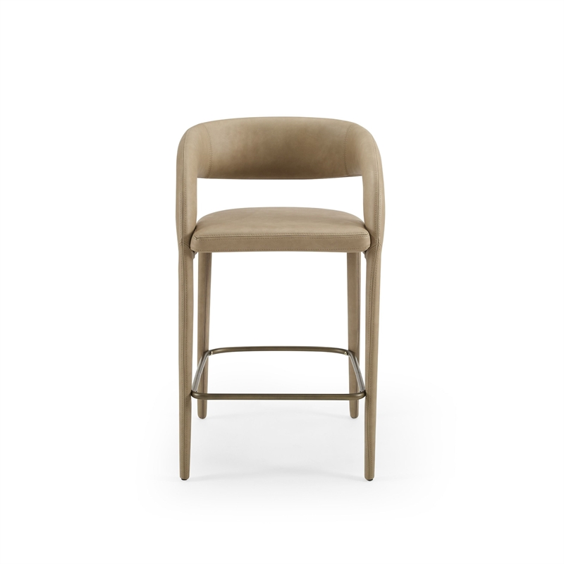 Pemberly Row Faerron Upholstered Tan Counter Chair with Iron Frame