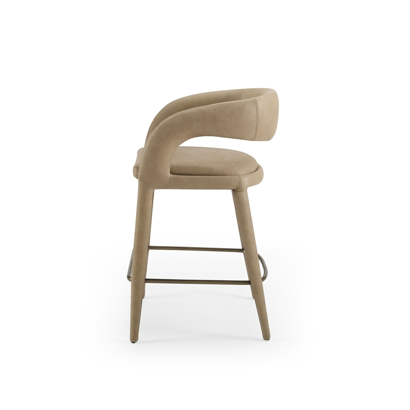 Pemberly Row Faerron Upholstered Tan Counter Chair with Iron Frame