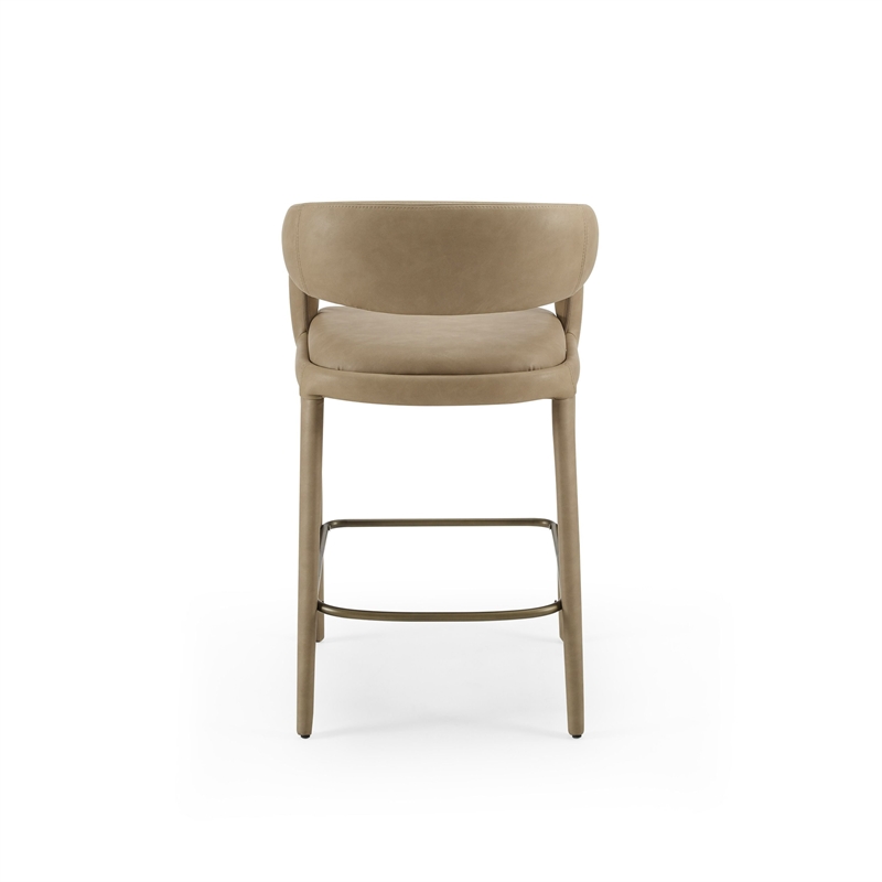 Pemberly Row Faerron Upholstered Tan Counter Chair with Iron Frame
