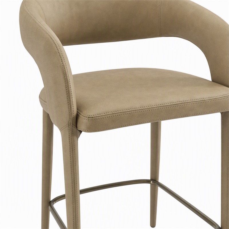 Pemberly Row Faerron Upholstered Tan Counter Chair with Iron Frame