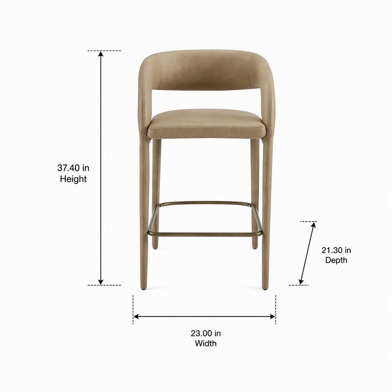 Pemberly Row Faerron Upholstered Tan Counter Chair with Iron Frame