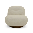 Pemberly Row Modern Cream Fabric Swivel Chair with Low-Slung Back